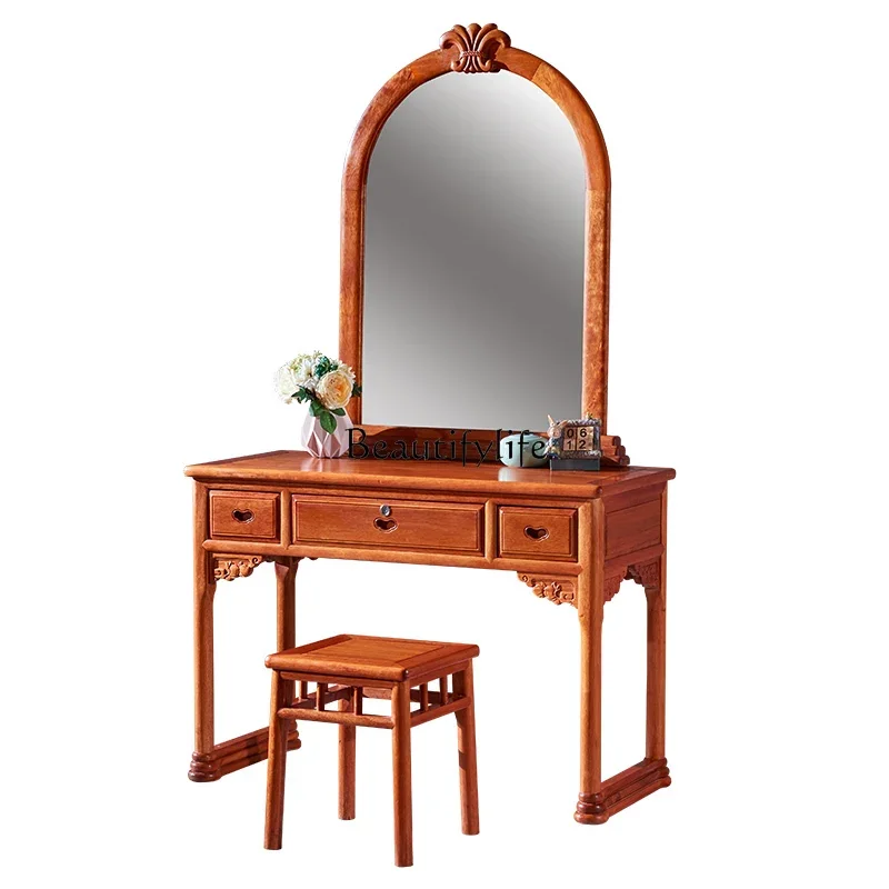

ls 18mahogany small apartment dresser, golden rosewood all-solid wood makeup table