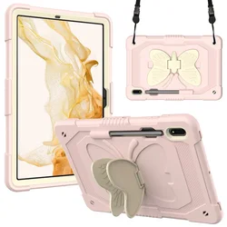 Butterfly Case For Samsung Galaxy Tab S9 11 S9 S8 Plus 12.4 SM-X810 S7 Plus FE SM-T970 F7 FE Kids Silicon Stand Cover Funda