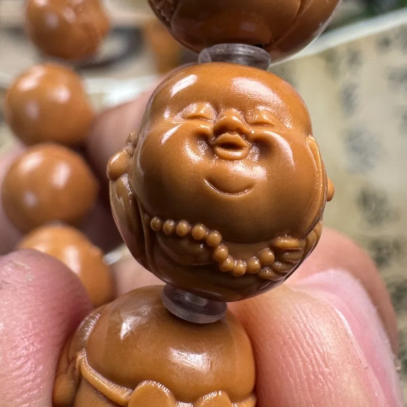 Houhou Walnut Social Maitreya , Finely Carved, Unisex Bracelet