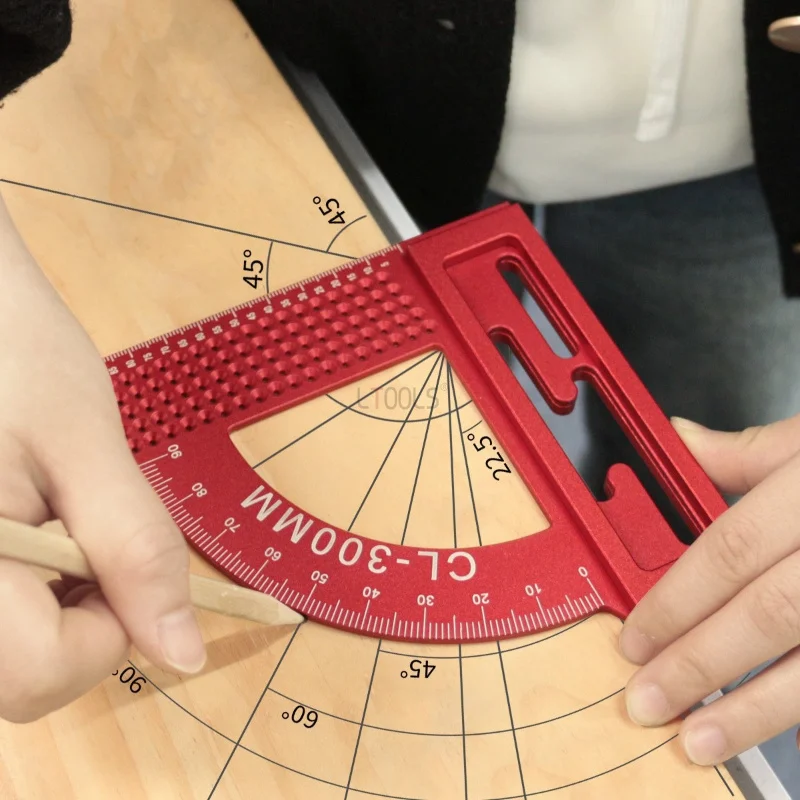 T-Scribing Hole Ruler Framing Square 300mm Carpenter Square 1mm Precision Accurate Layout Marking Woodworking Measuring Tool
