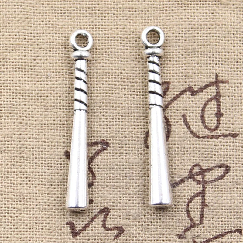 20pcs Charms Baseball Club 35x5mm Antique Silver Color Plated Pendants Making DIY Handmade Tibetan Silver Color Jewelry