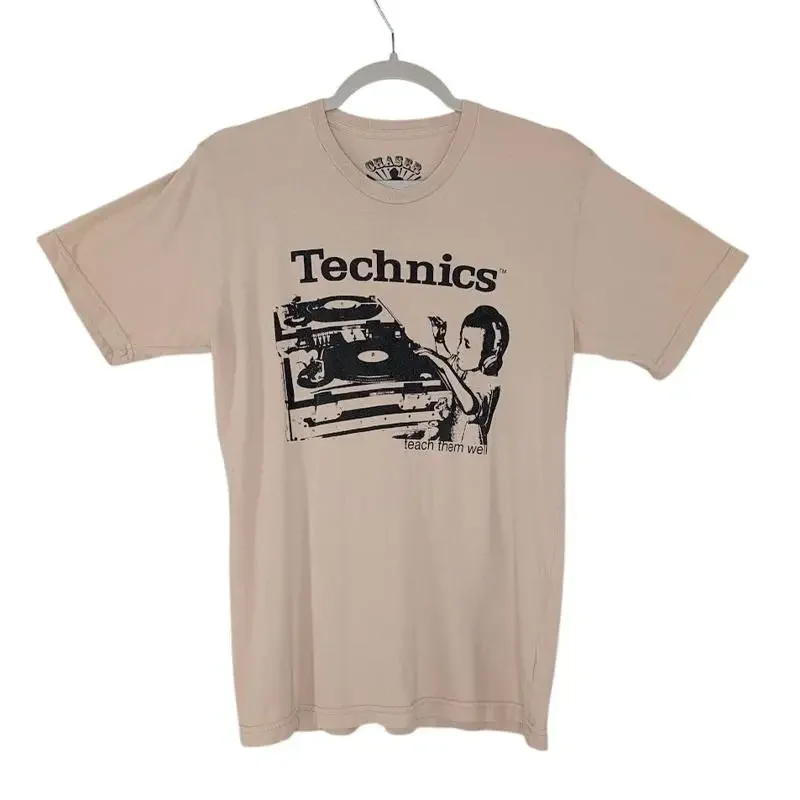 Chaser Technics T Shirt Mens S Teach Them Well Tan Dj Distressed Vintage