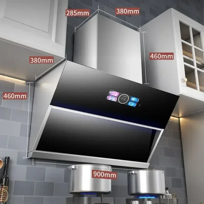 Range Hood Home Kitchen New Automatic Cleaning Range Hood Large Suction Intelligent Voice Smoke Extractor 220V