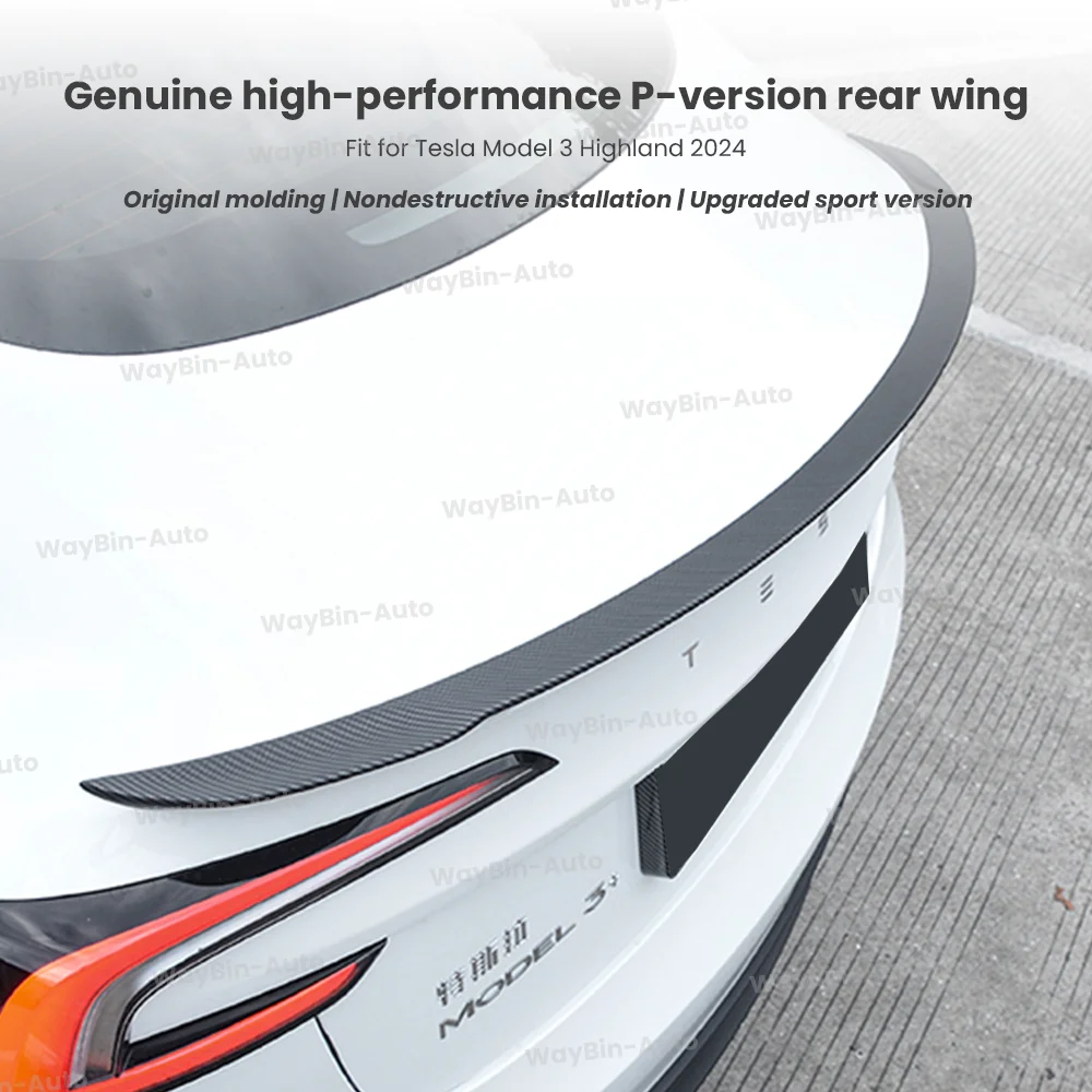 Tesla Rear Trunk Wing For Model 3 Highland 2024 Rear Spoiler ABS Performance Glossy Black Carbon Model Y Auto Body Kits