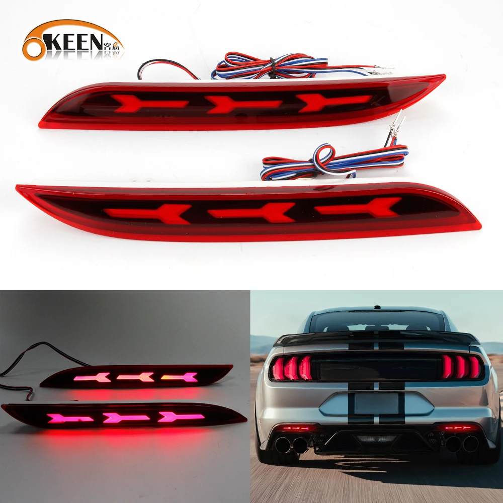 

OKEEN 2pc LED Rear Bumper Reflector Light For Ford Mustang 2010-2013 Car Driving Turn Siganl Brake Tail Light Auto Accessory 12V