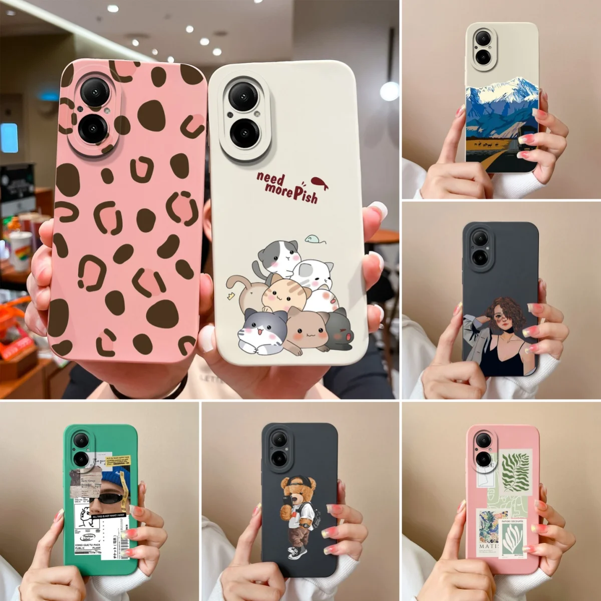 For Realme C67 Cases Cute Cat Upgrade Liquid Silicone Full Coverage Shockproof Protector For Realme C 67 RealmeC67 Bumper Mask