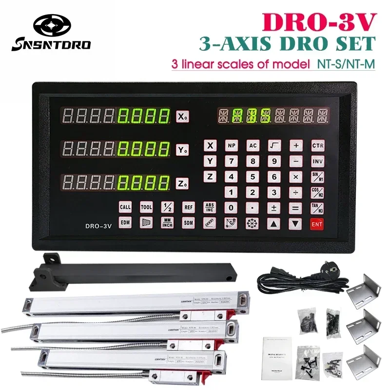 Digital readout Display DRO-3V and 3 Pieces 0-1000mm high-precision Encoder For Milling machine EDM Boring Machine Grating ruler