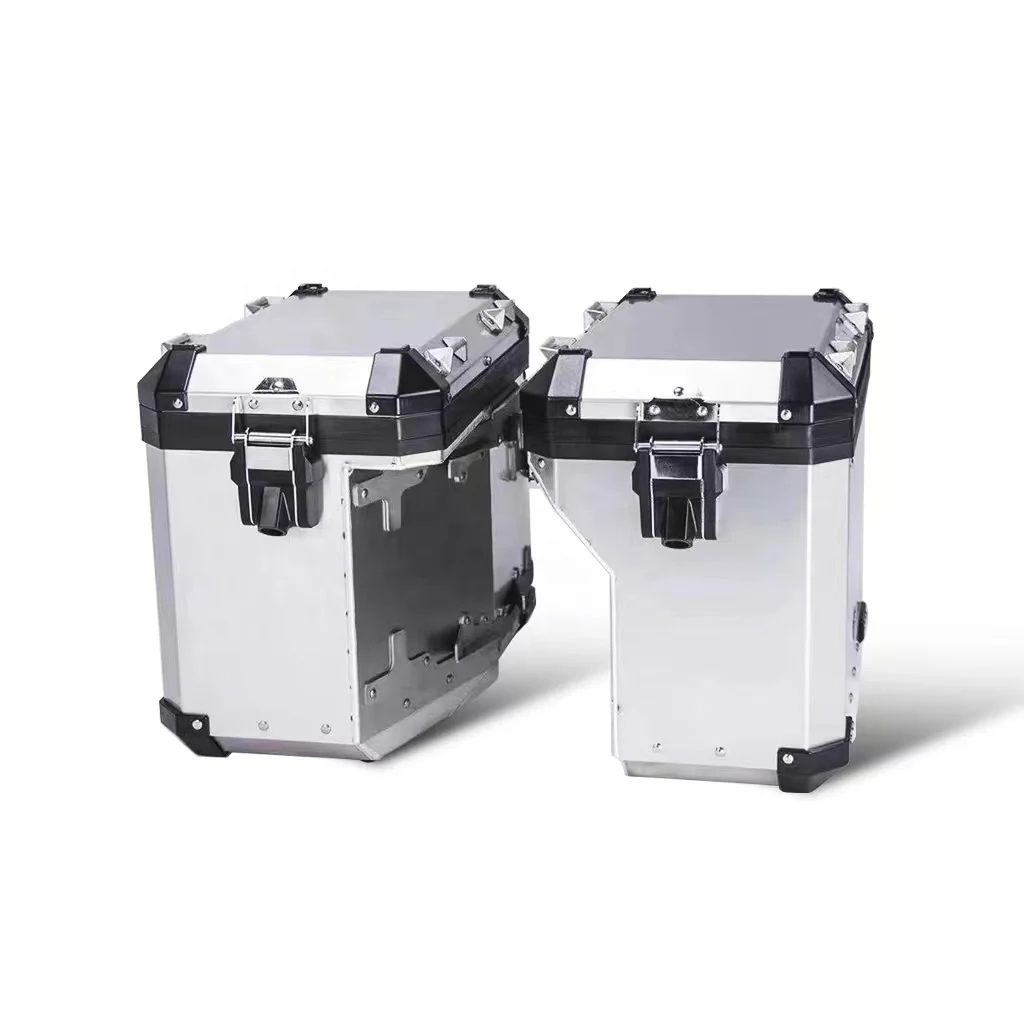 

52L Motorcycle Side Tail Boxes Black Silver Aluminum Case Box Waterproof Trunk for ADV GS1200