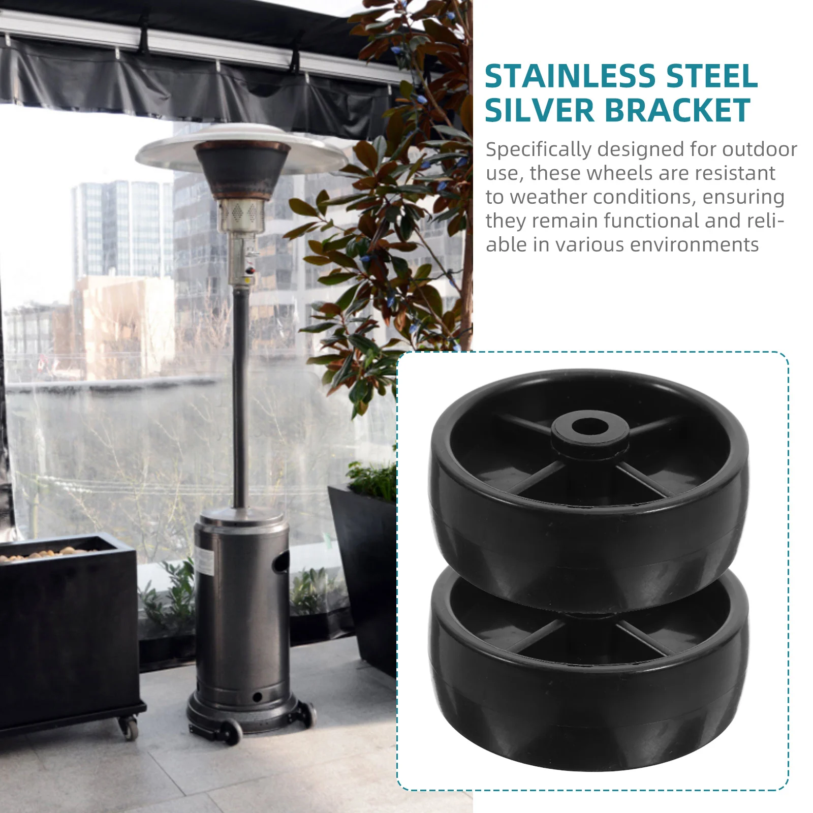 4 قطعة عجلات سخان الفناء العالمي 3 بوصة الثقيلة استبدال تخزين الرف سخان خارجي عجلات اكسسوارات المحمول #5