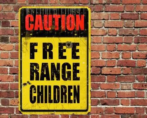 Caution Free Range Children Metal Aluminum Sign ; Funny Rustic  -aluminum