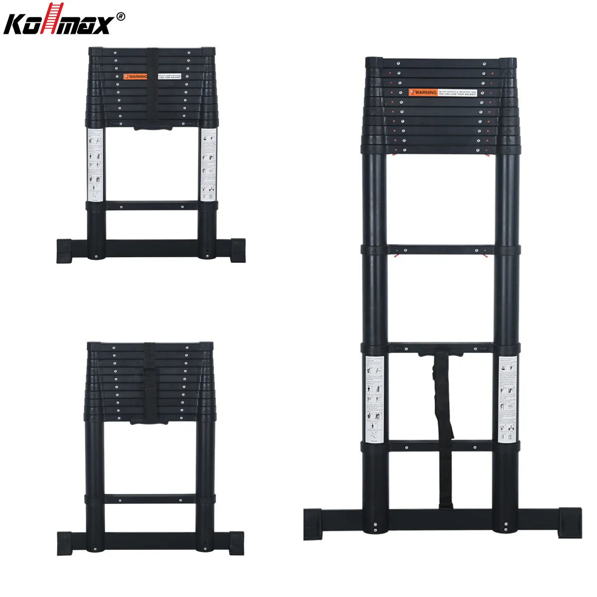 Portable 12.5FT Aluminum Telescopic Extension Ladder Soft Close Design Multi-Purpose Extendable Household Daily Ladder