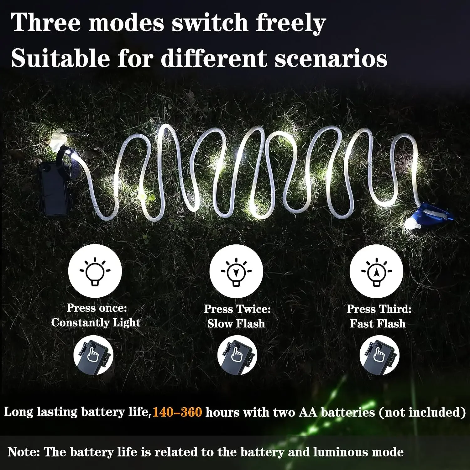 Led Camping Wind Rope Luminous Lamp Awning Tent Roof Anti-trip Night Warning Rope Atmosphere Lamp Outdoor Windproof Rope Light