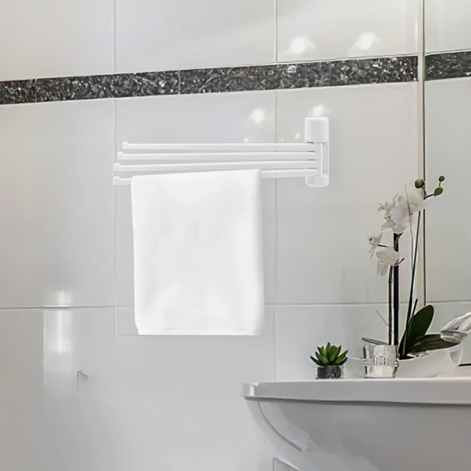 

Easy Install 3 Rotatable Bars Towel Stand ABS PVC Suction Cup Bathroom Organizer Towel Rack Tower Stand Bathroom Shelf