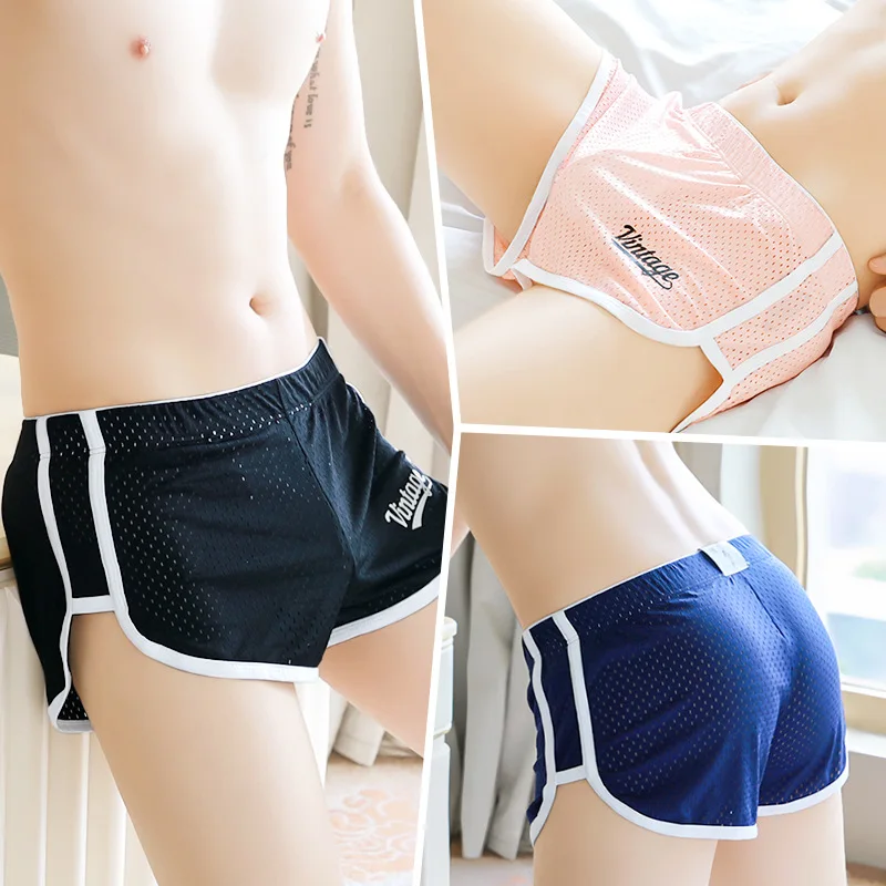 Männer Sport Laufhose Sommer Fitness Hosen Kofferraum Mesh atmungsaktiv sexy Boxer Home Wear Jogger Shorts männlich lose Jogging hose