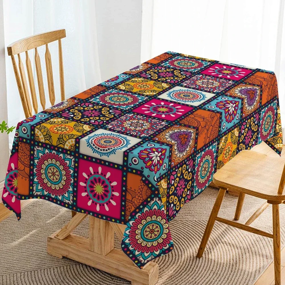 Tablecloth 1PCS Coffee Table Square Round Table Waterproof Non-Wash Tablecloth Dining Table Geometric Polyester Table Decoration