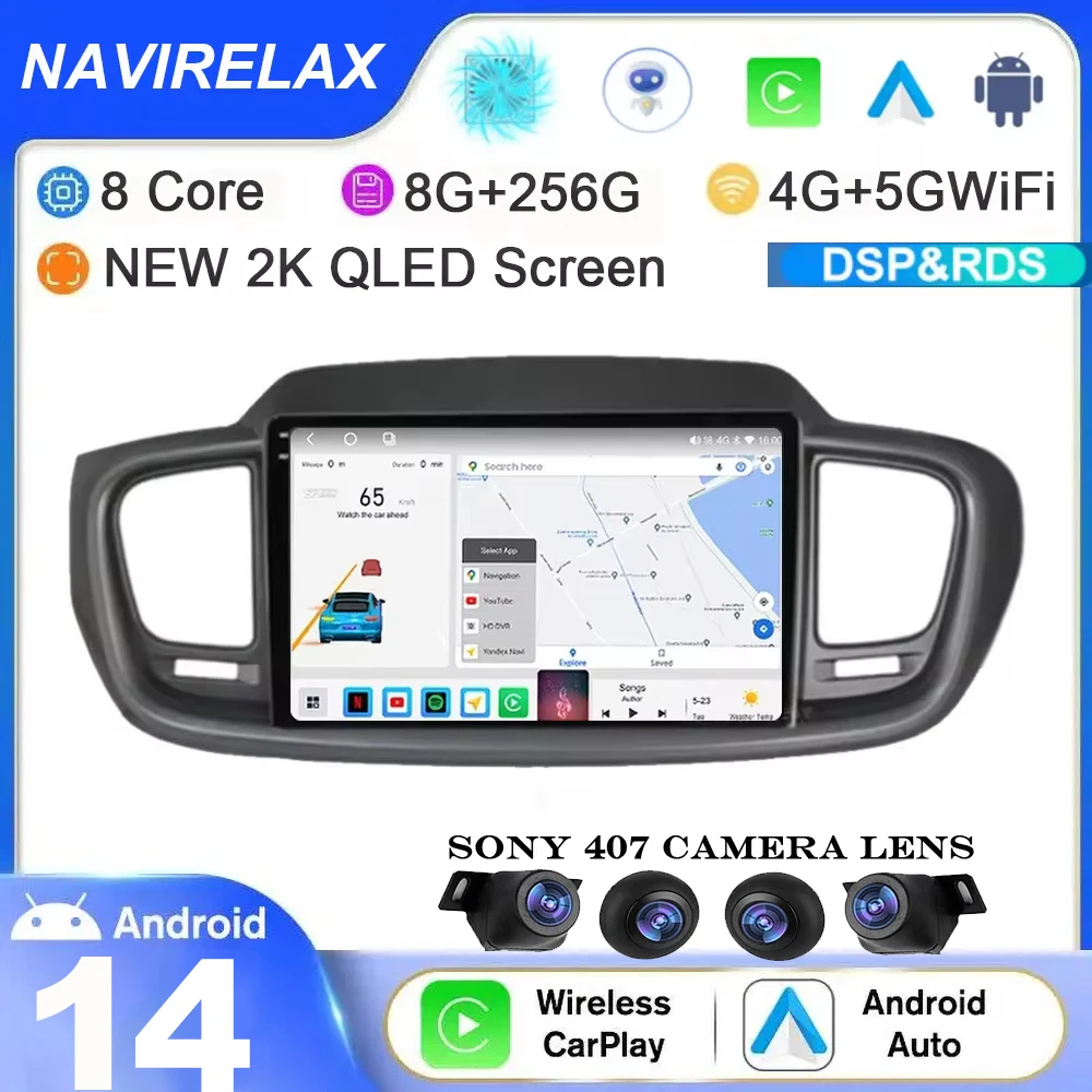 

Android 14 For Kia Sorento 3 2014 - 2017 Car Radio Multimedia Video Player Navigation Carplay Auto GPS WIFI 4G No 2din 2 din DVD