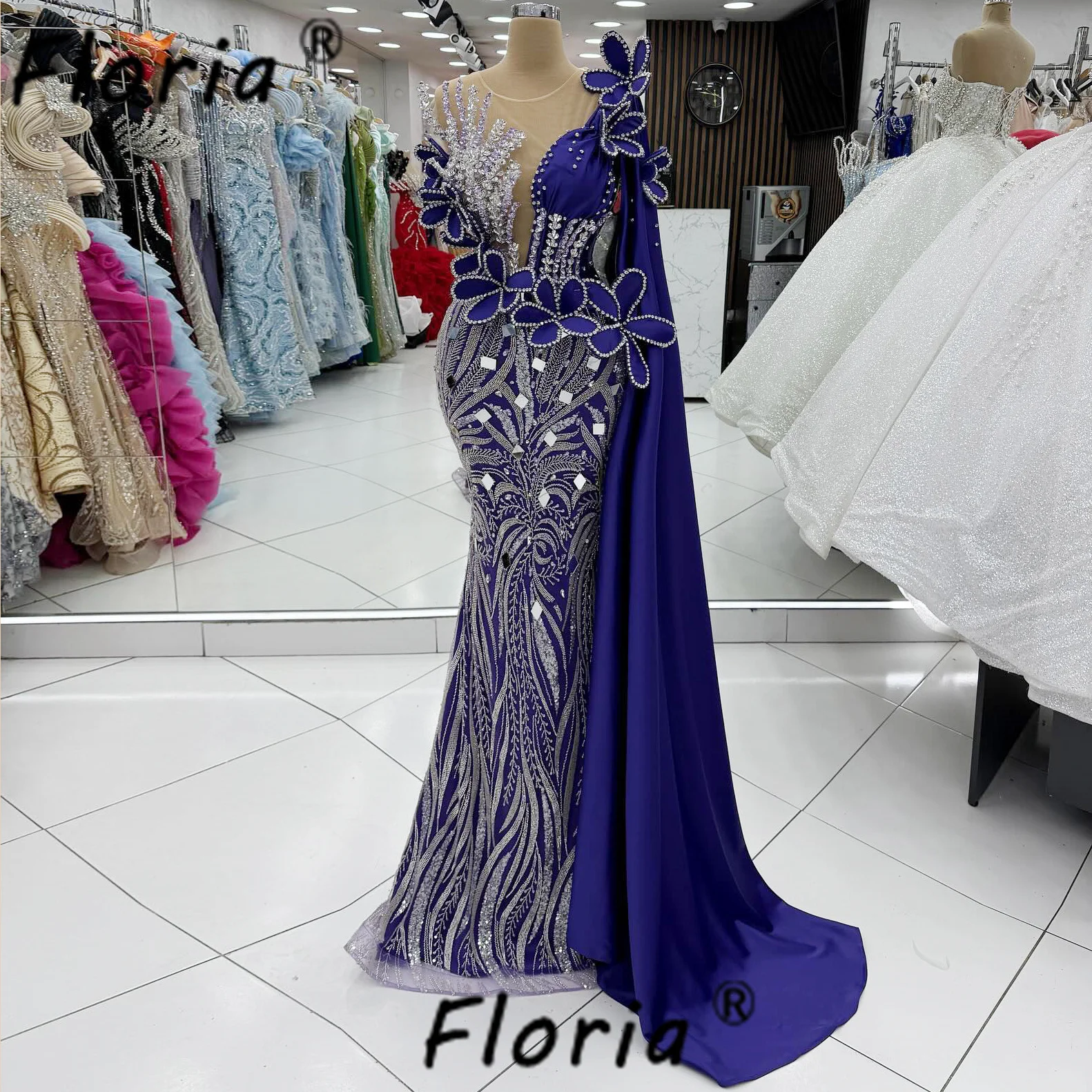 Ciemnoniebieskie sukienki na imprezę w stylu syreny, zdobione koralikami, długie, luksusowe suknie wieczorowe, sukienki dla gości weselnych 2025, eleganckie sukienki na imprezę dla kobiet.