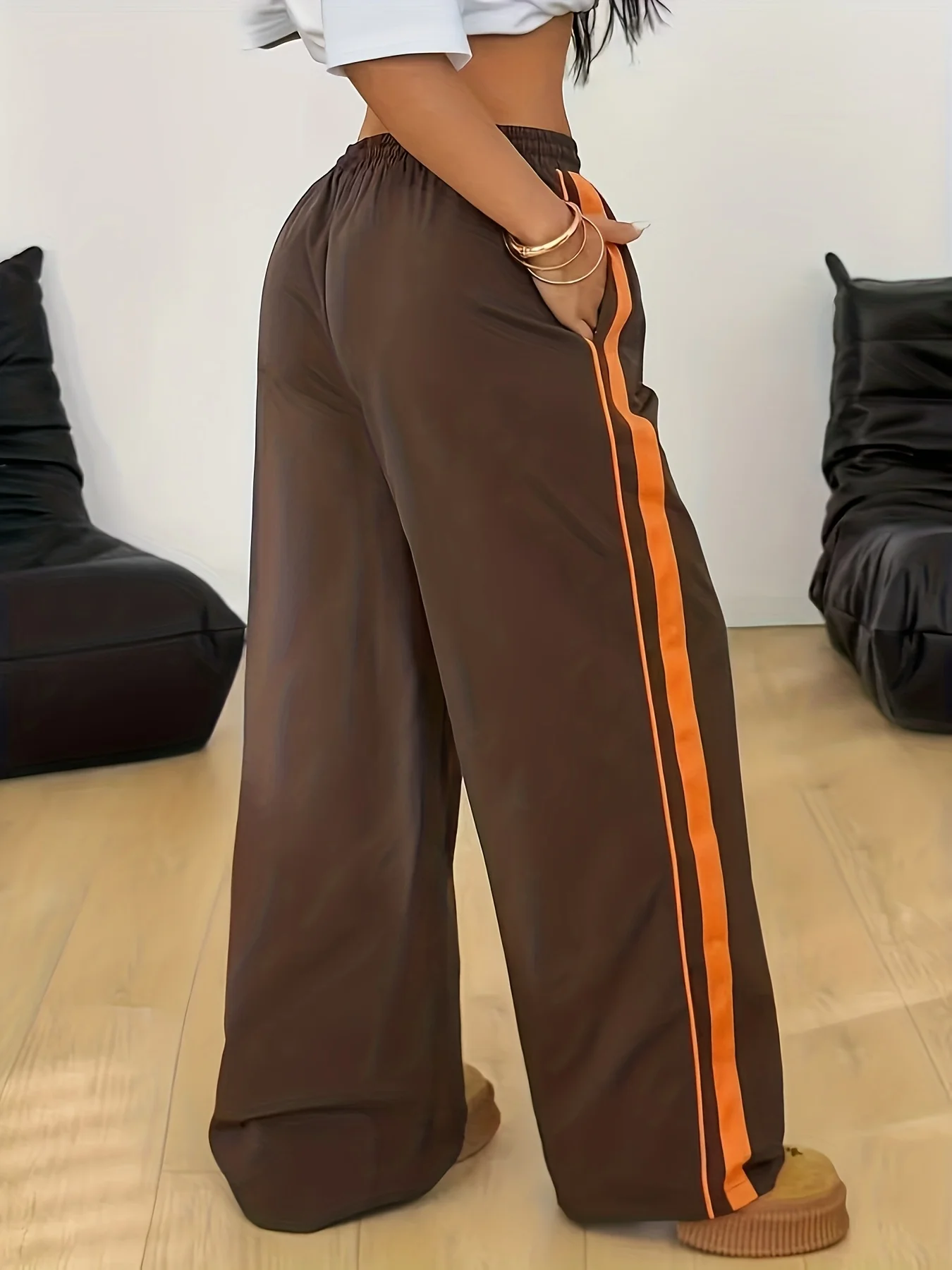 Women's Fashion Color-Blocked Casual Long Pants