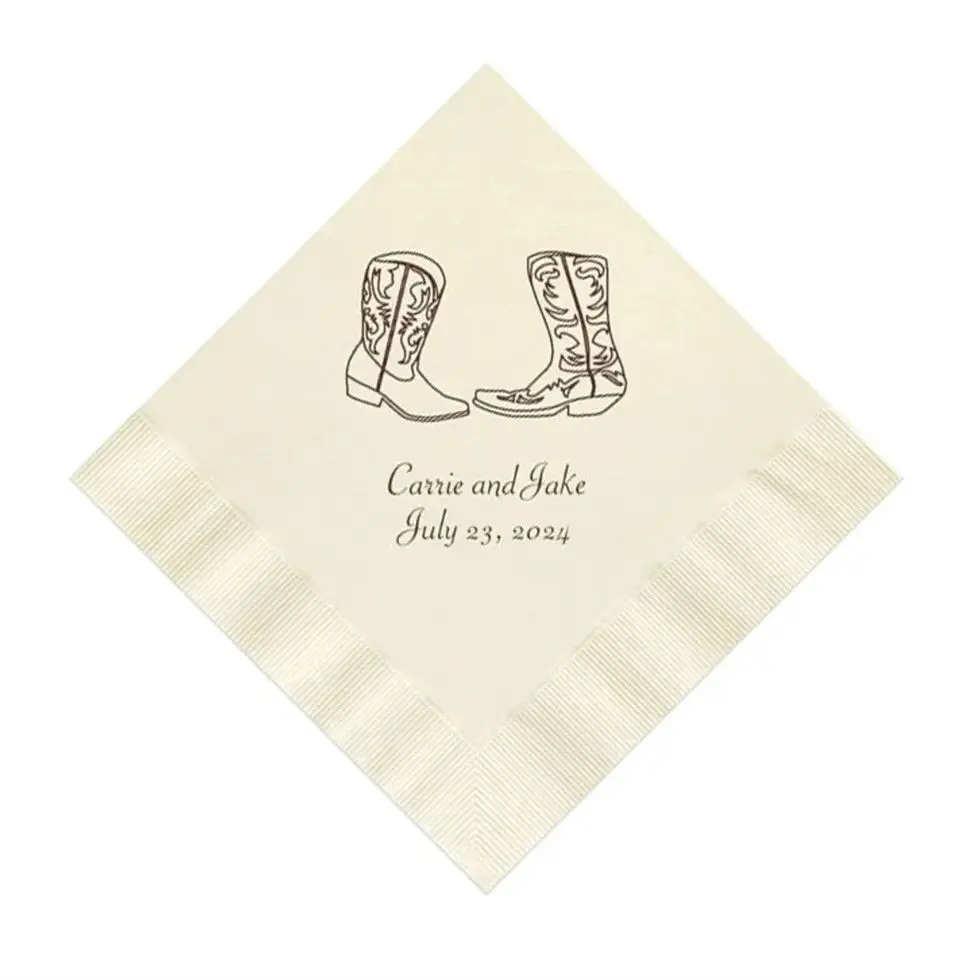 

Cowboy Boots Western Wedding Napkins Personalized Set of 100 Paper Reception Cocktail Party