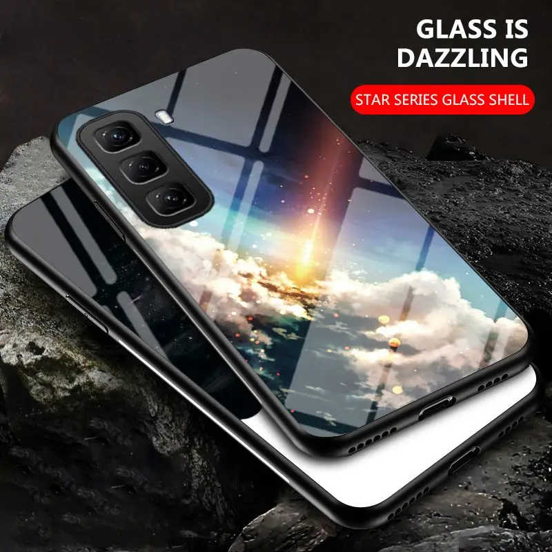 

For infinix Hot 60 Pro Plus Cover Tempered Glass Dream Starry Hard Shell For infinix Hot 60i 60 Pro Plus Soft Rubber Phone Case