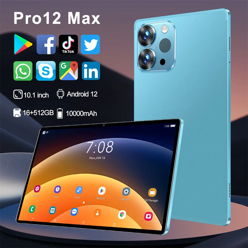 

2025 Original Pro 12 Max Tablet PC 10inch Snapdragon 8 gen3 Tab Android 22GB+2TB Tablets 10000mAh 5G Dual SIM WiFi GPS Google