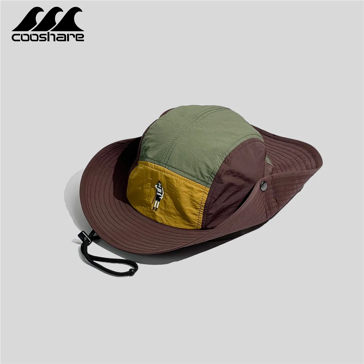 Vintage Color Blocking Quick-Drying Fisherman'S Hat Mountain System Sun Hat Hiking Camping Sunscreen Western Cowboy Hat