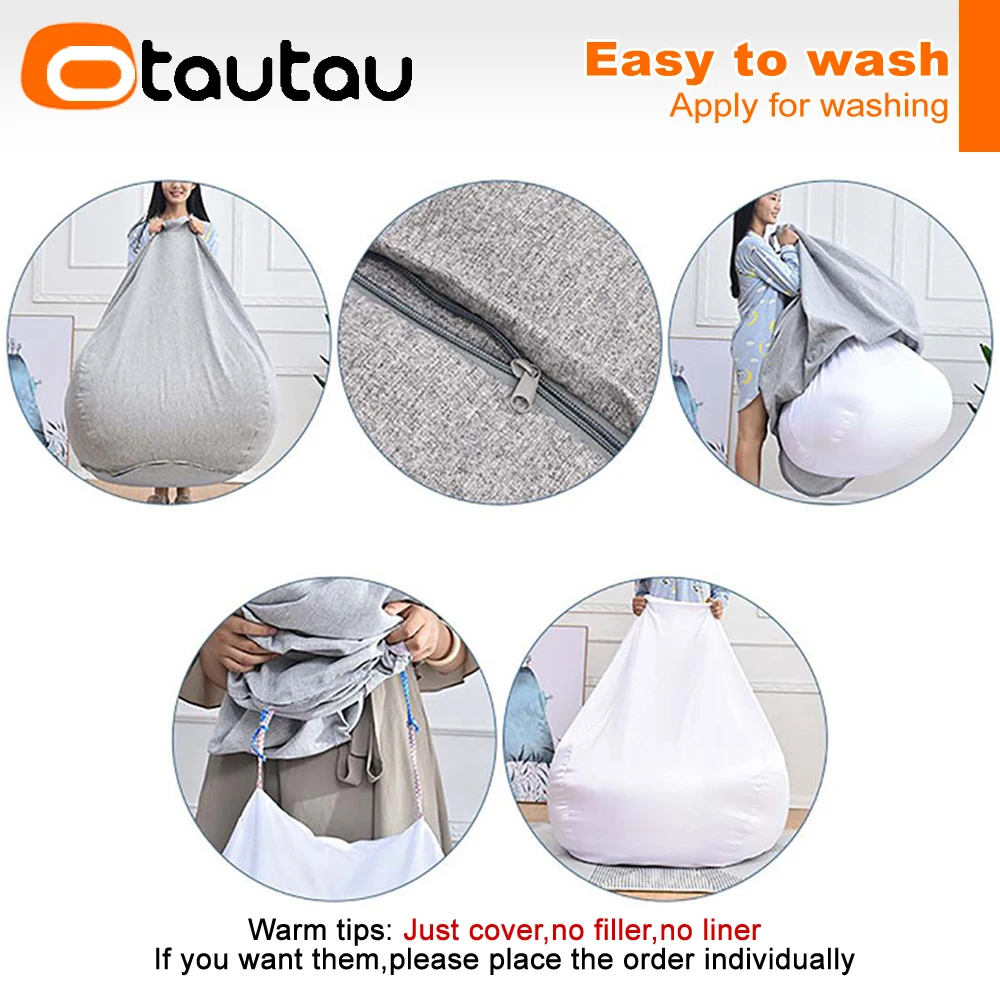 OTAUTAU 2/3/4/5/6/7ft Pouf Insert Inner Liner Cover without Filler Bean Bag EPS Foam Giant Sac Laundry Wash Bags Mesh DD001