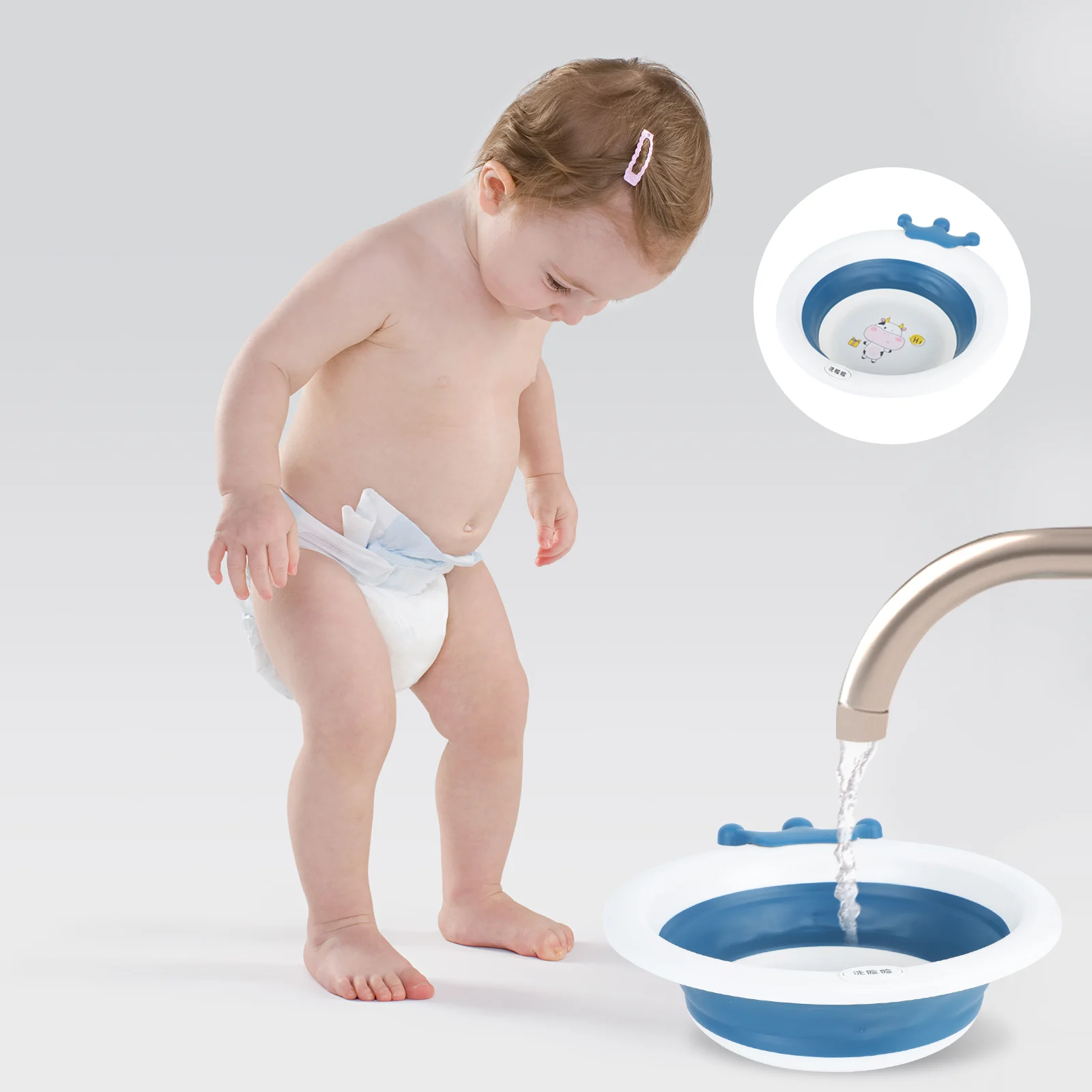 Baby Washbasin Washing Infant Cleaning Collapsible Plastic Water Trough