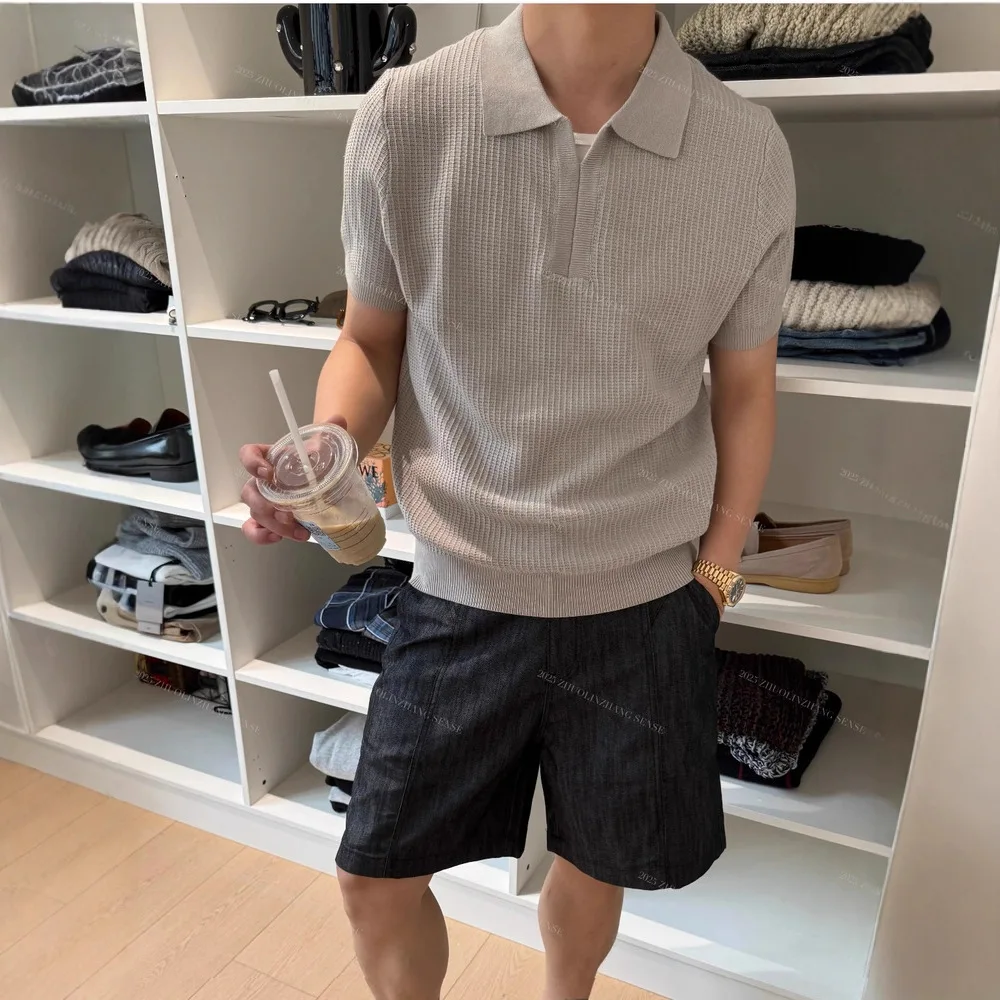 Short-sleeved Polo Shirt for Men in Summer, Light and Breathable Seagull Collar Handsome Half-sleeved