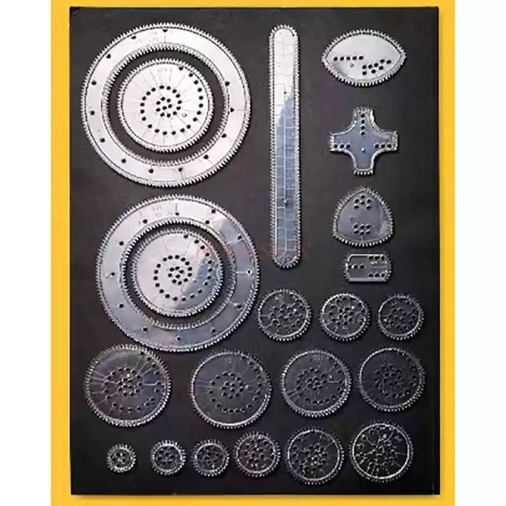 22pcs Toy ruler, Wanhua ruler, spinning wheel, driving pen, magic drawing, rotating gear, circle ruler, art drawing, drawing