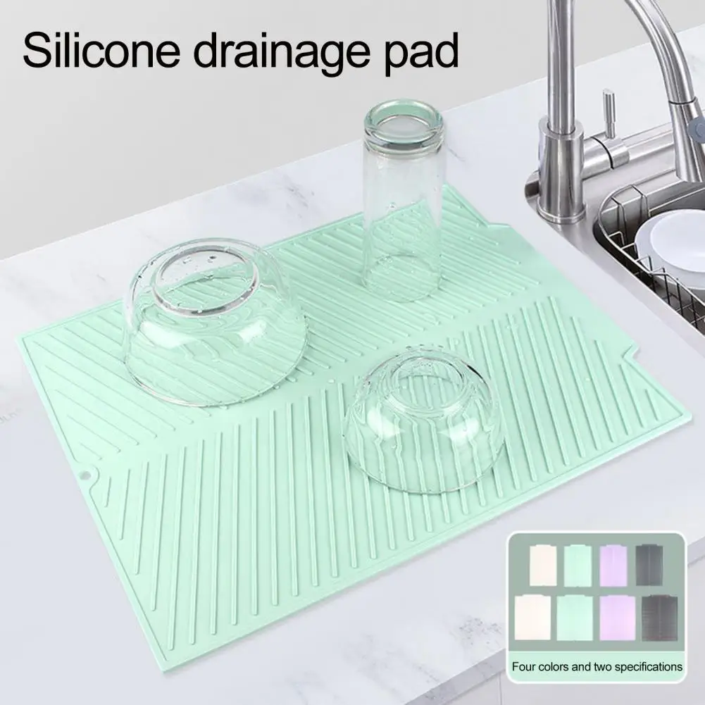 Silicone Water Filter Pad Countertop Drainage Mat Thickened Water Filter Pad Dish Drying Mat Draining Pad Kitchen Sink Supplies