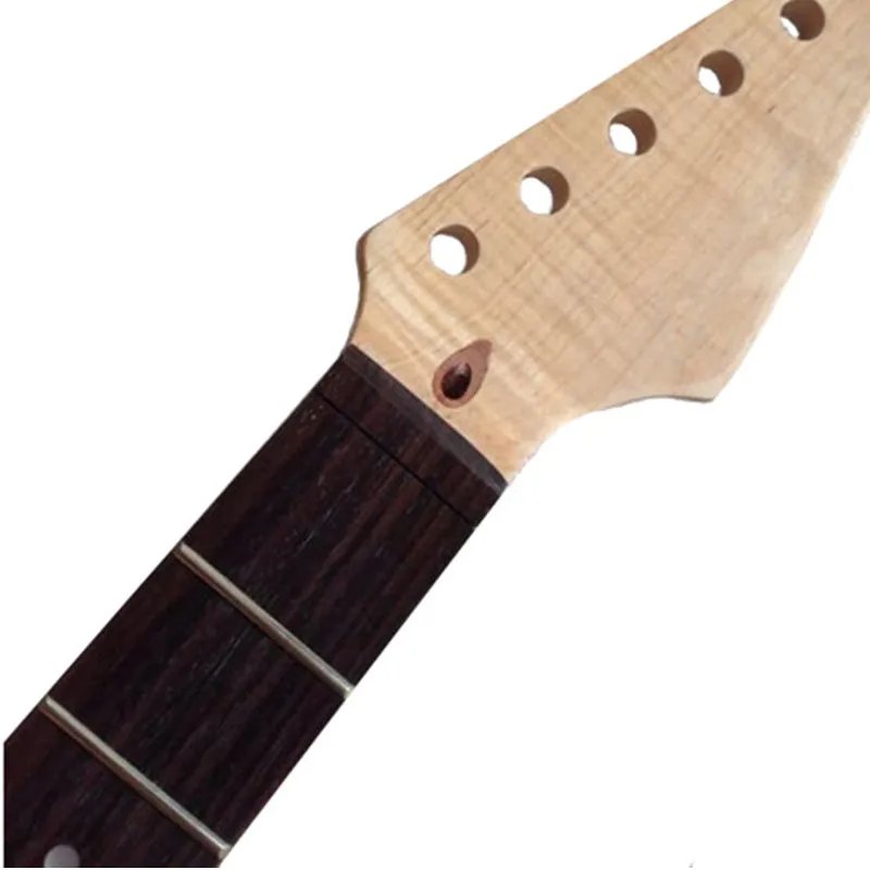 Disado 22 Frets Tiger Flame Maple Wood Color Electric Guitar Neck Rosewood Fingerboard Guitar Accessories Parts