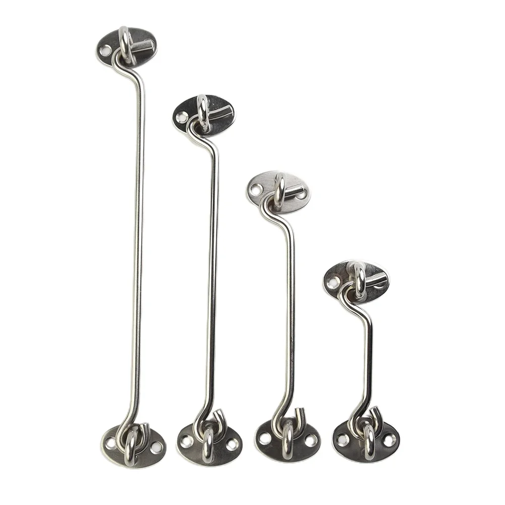 Latch Lock Cabin Hook Holder Shed Gate Door Cabin Hook Catch Holder With Safety Switch With Screws Stainless Steel