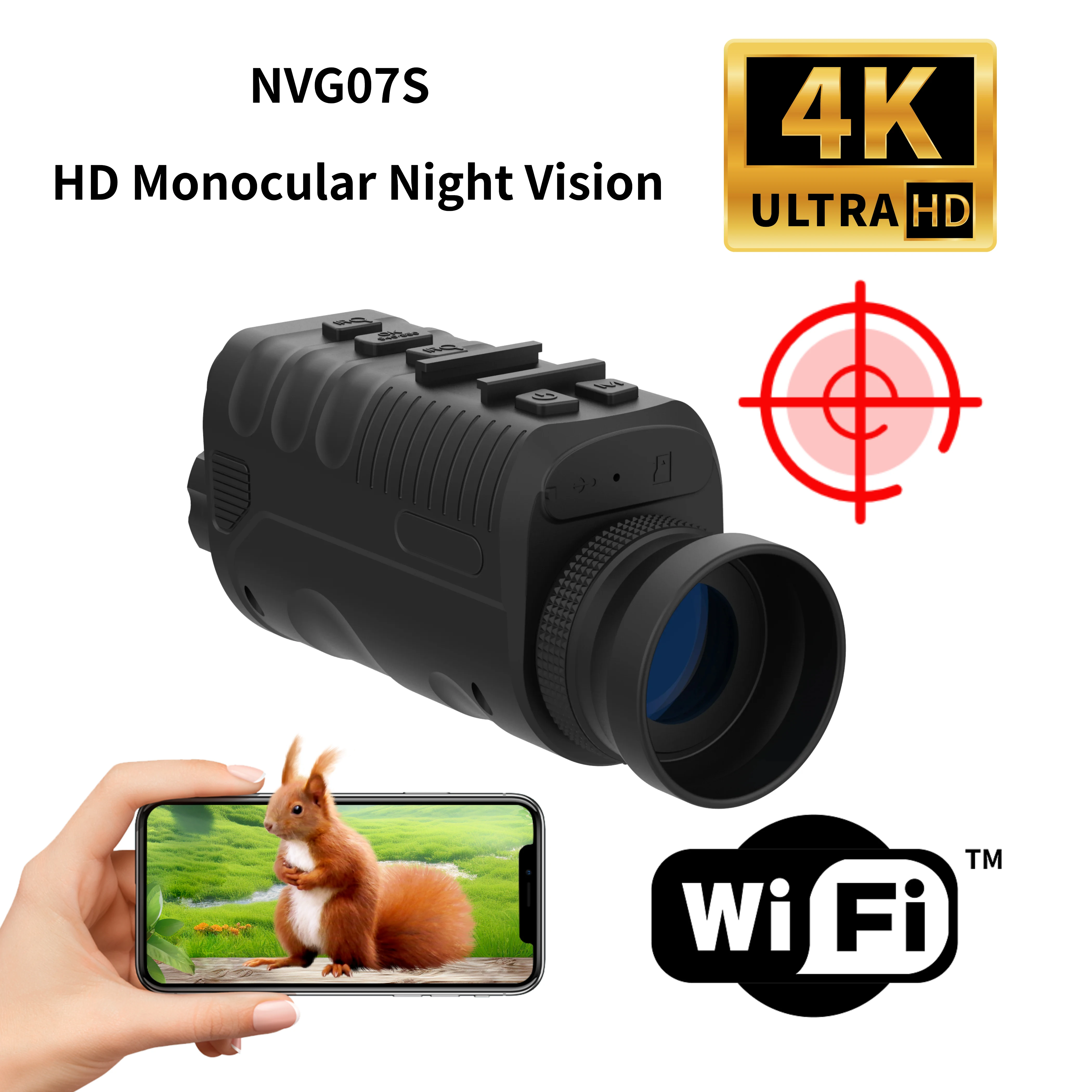 

NVG07S Monocular Helmet Night Vision 1.39''OLED Round Screen WIFI Goggles Long Range Infrared 850NM/940NM Digital Night Vision