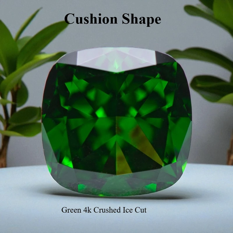 

Cubic Zirconia Cushion Shape Green 4k Crushed Ice Cut Lab Synthetic Cz Stone Extremely Shiny Quality Women Jewelry Making