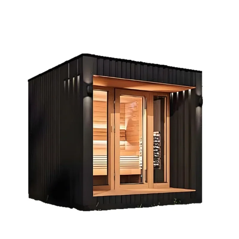 Traditional square solid wood sauna Spa health room for steam bath Electric stove Infrared wood stove
