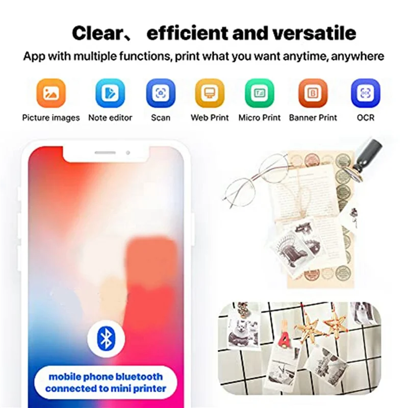 

LUCK JINGLE Sticker Printer Machine - Mini Bluetooth Inkless Thermal Photo Printer Compatible with Android IOSJAS