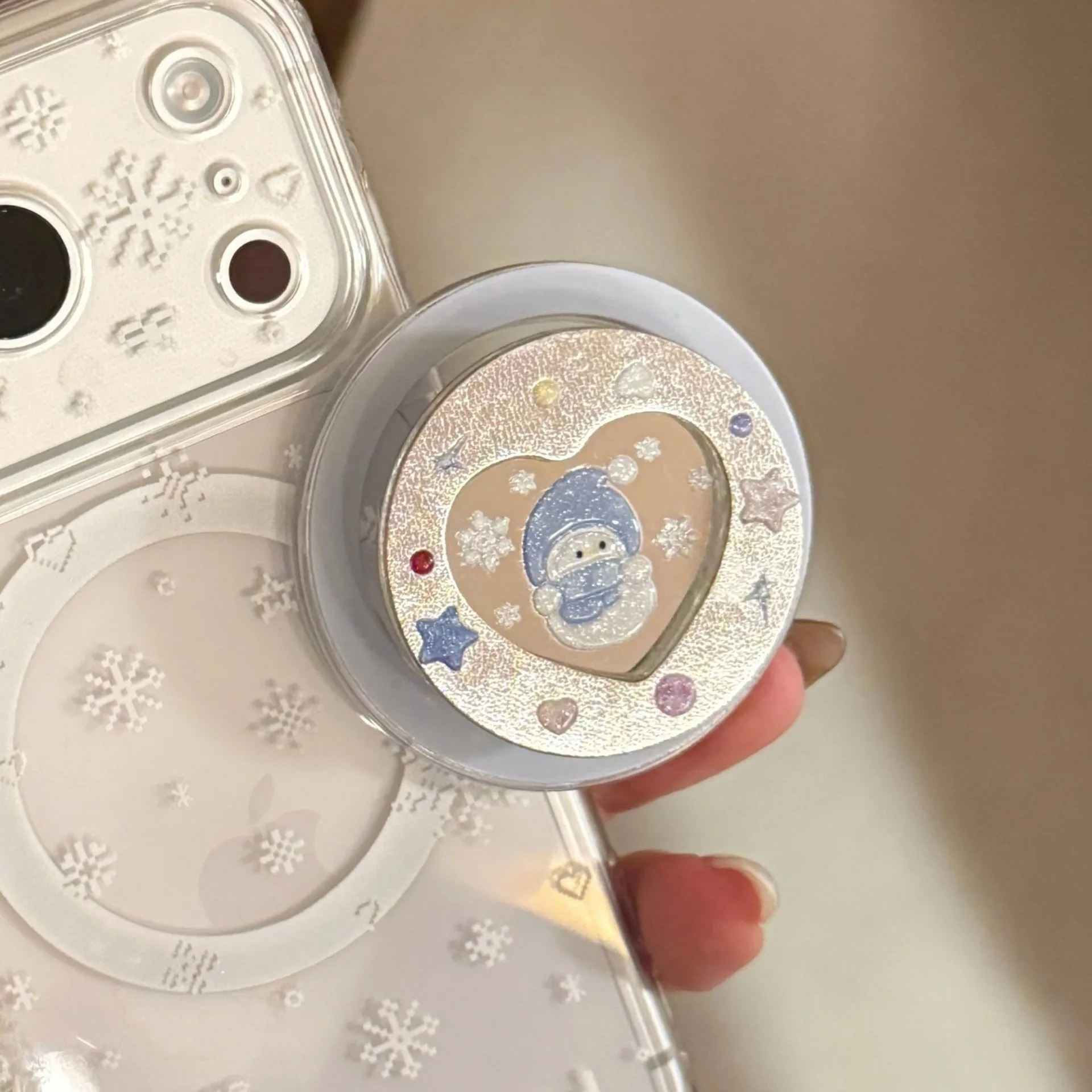 

Snowman Sparkling Magnetic Phone Grip Holder Foldable Kawaii Universal Finger Bracket Strong Adsorption Cell Table Stand Support