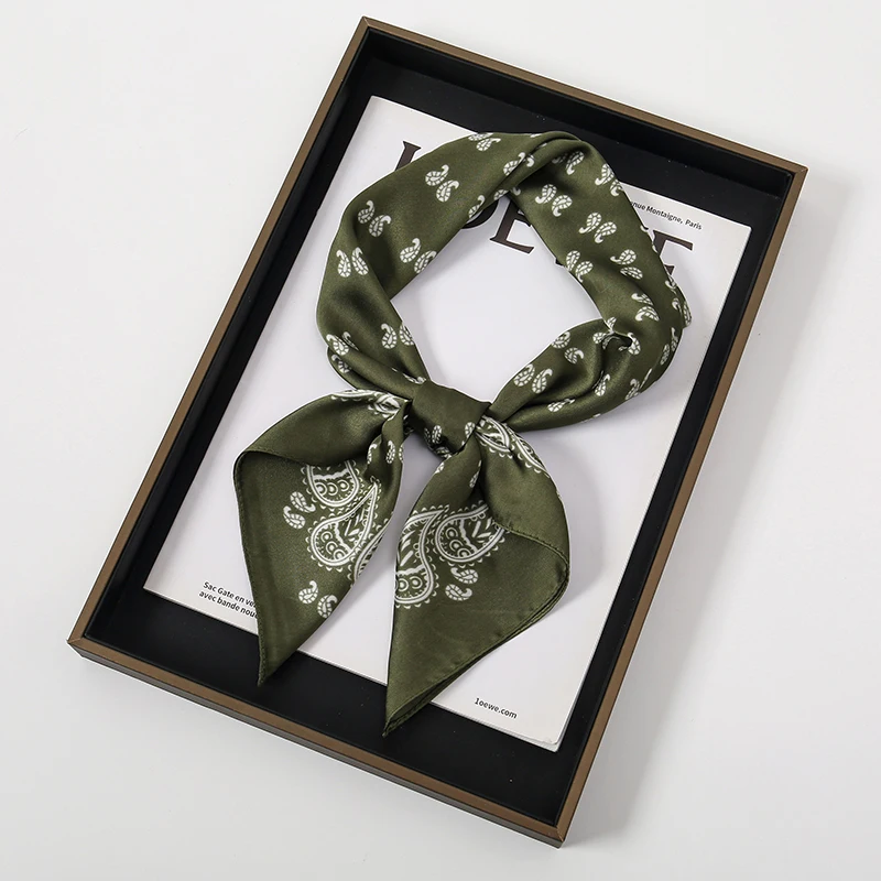 70*70cm Square Scarf Luxury Women Silk Satin Hair Scarves Design Print Headscarf Summer Shawl Designer Headband