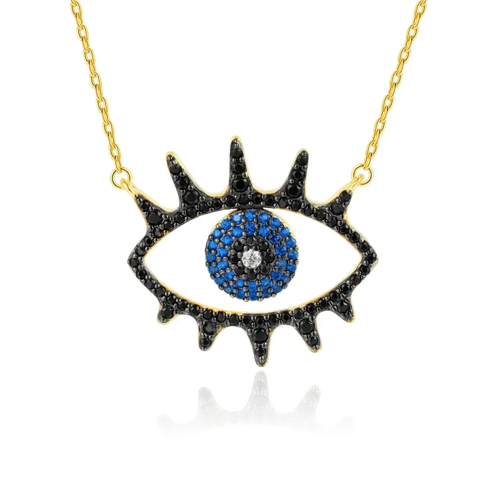 

KOSE JEWELS Fashion 925 Sterling Silver Blue Evil Eye CZ Pendant Necklace Women's 4A Cubic Zircon Necklace Anniversary Jewelry