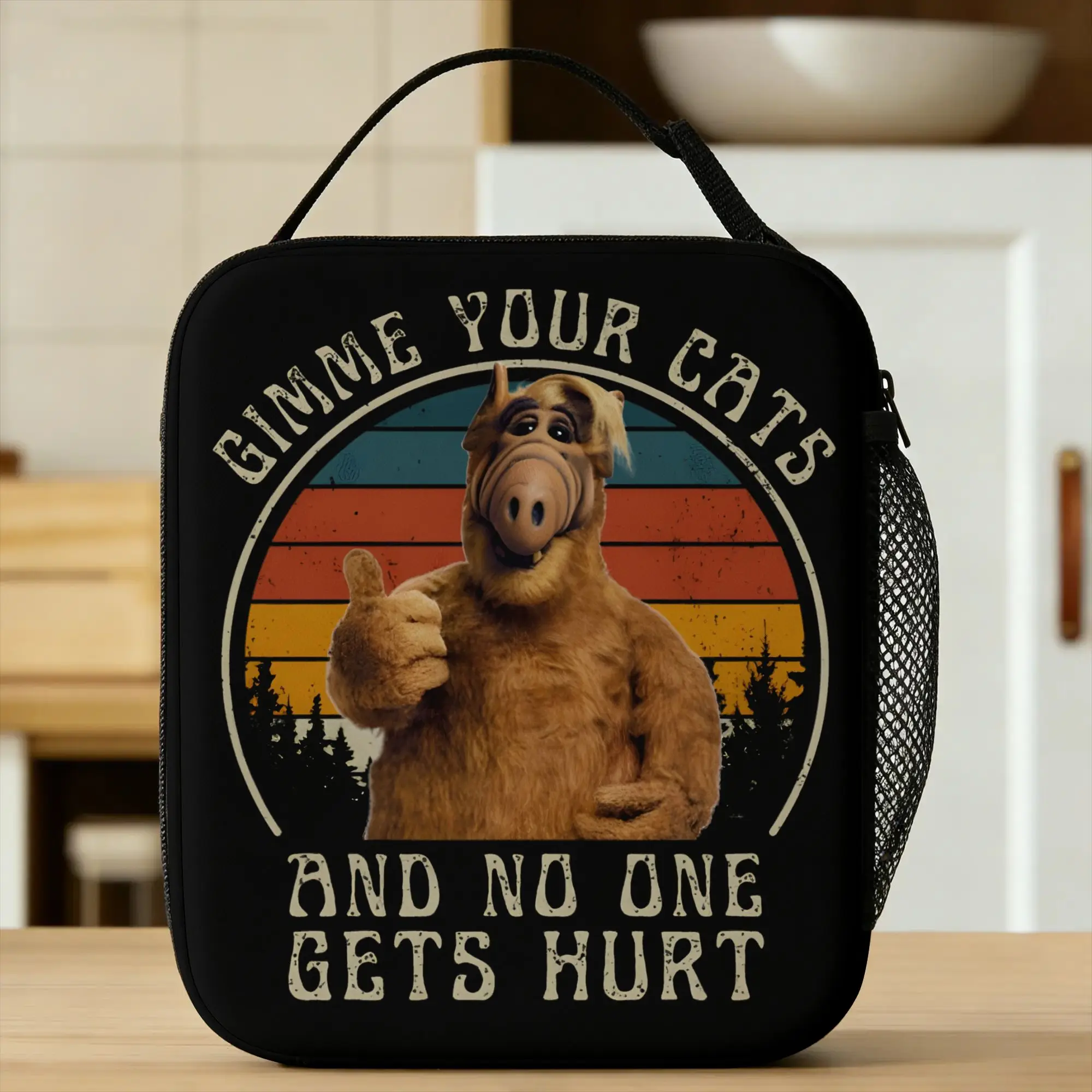 ALF Alien Life Form Lunch Bag Retro Lunch Box Bolsa térmica portátil para viagem, bolsa térmica isolada para meninas, bolsa térmica com estampa Oxford