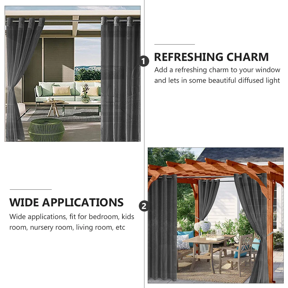 

2Pcs Waterproof Decor Living Room Living Room Curtain Curtains Black Drape Window Panel Patio Privacy Protection