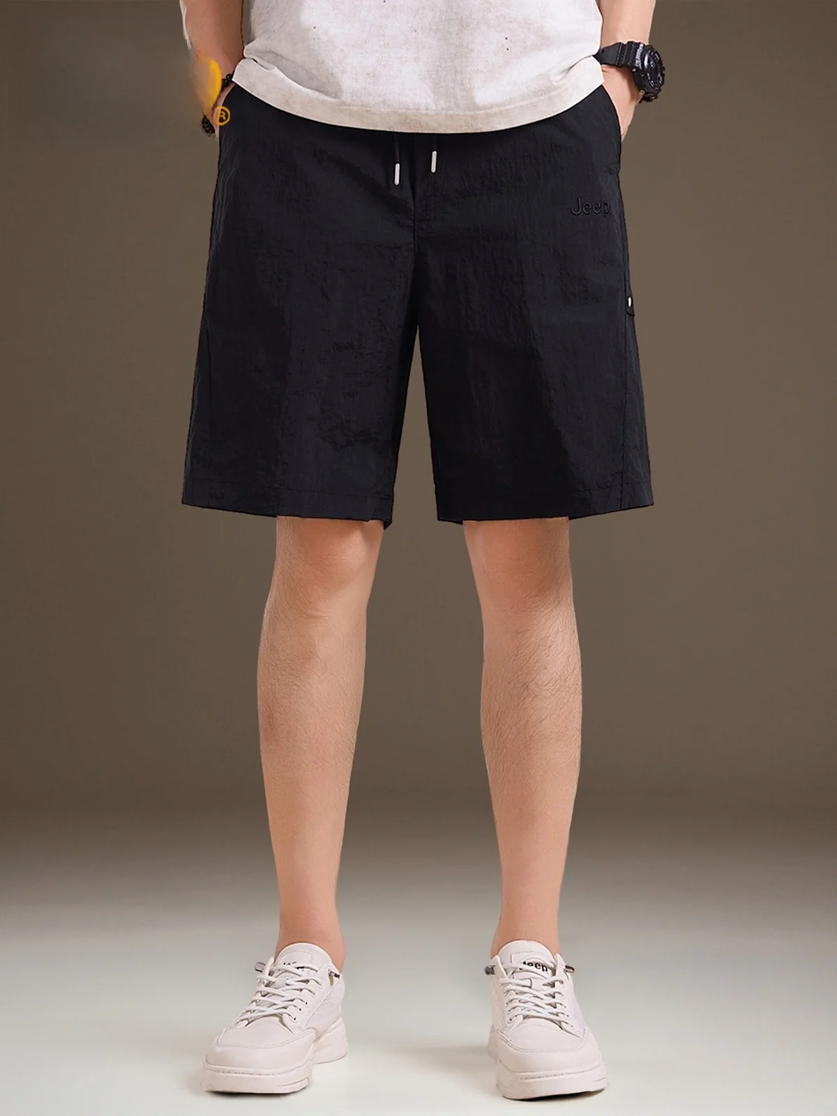 

Ice Silk Men's Casual Pants Lightweight Qui Dry Sport Five-Quarter orts Bla Straight Leg Loose Fit Spring Summer