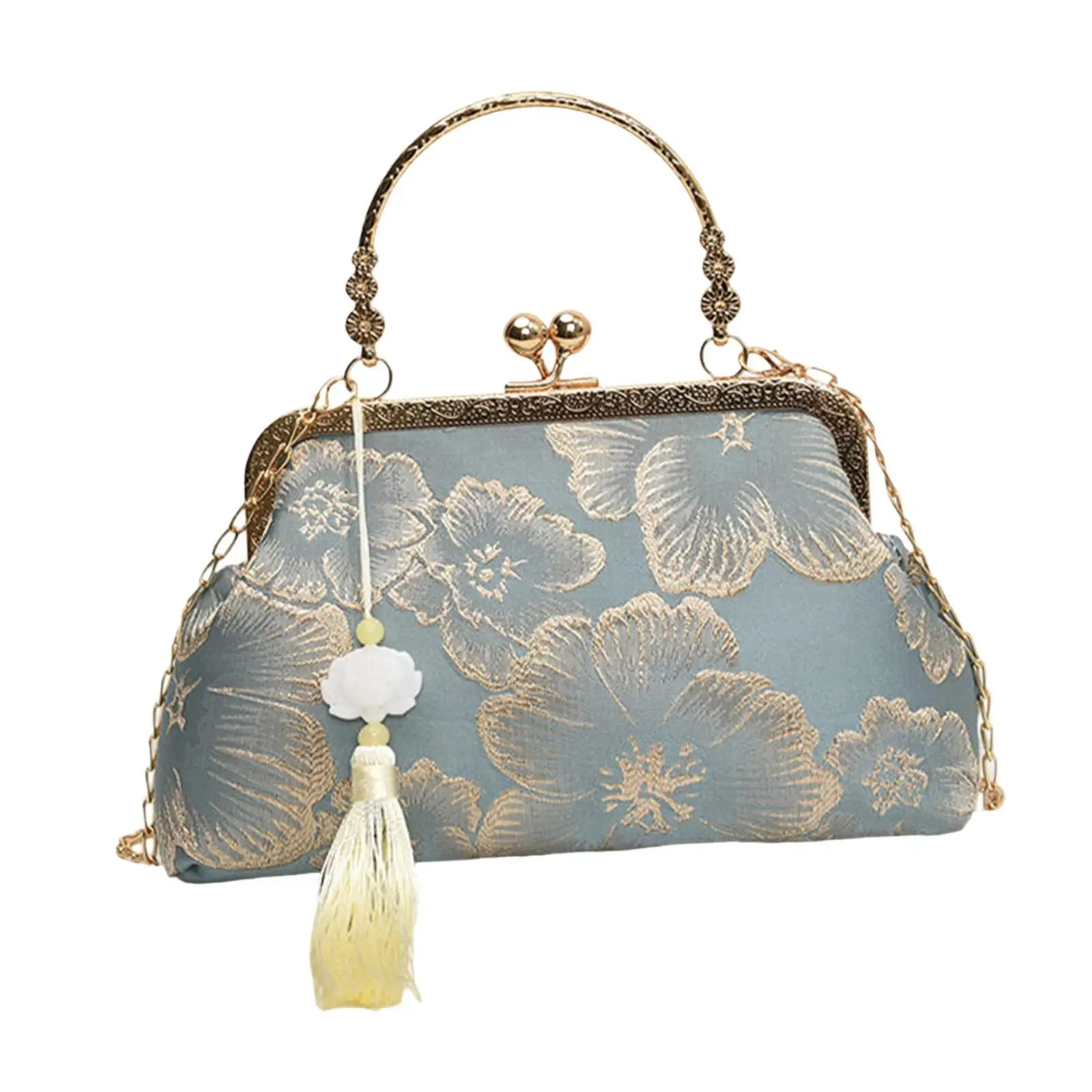 Kiss Lock Crossbody Purse Tote Change Purse with Chain Strap Chain Shoulder Bag
