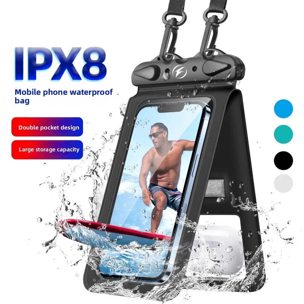 Double Pocket Waterproof Phone Bag Touch Screen PVC Mobile Phone Waterproof Bag Underwater Dry Transparent