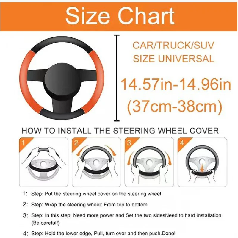 New simple car steering wheel cover D shape PU leather non-slip breathable four seasons general modified car interior supplies