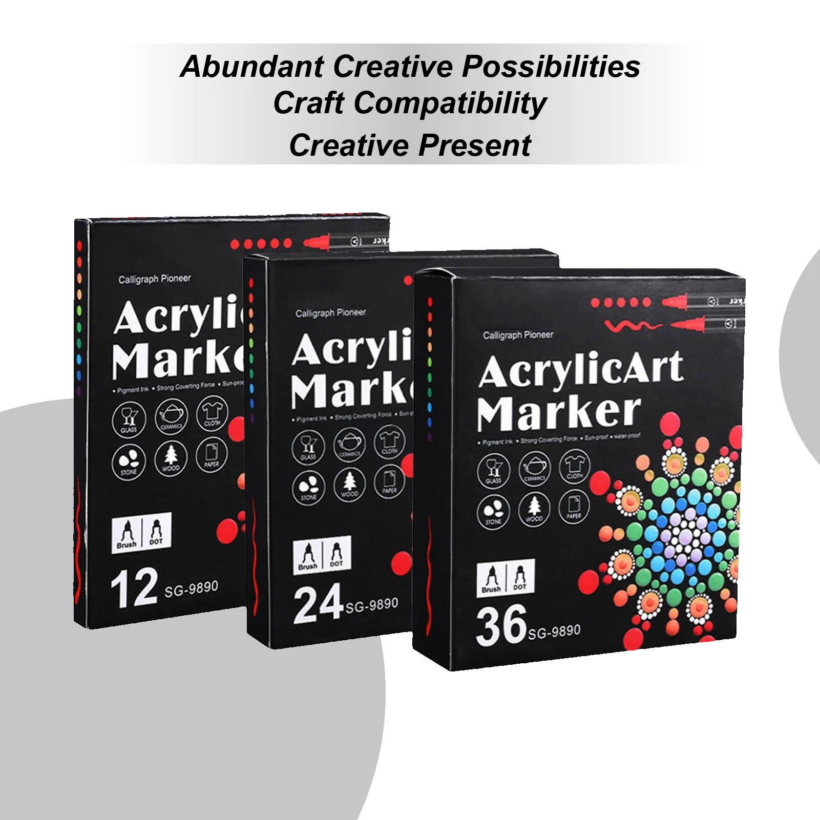 Acrylic Paint Marker Pen 12/24/36 Double Tips Duals Color Acrylic Paint Marker Outline Markers Acrylic Art Paint Markers