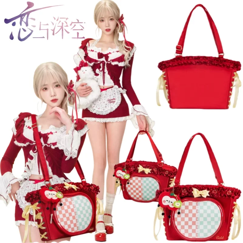 

New Love and Deepspace Shoulder Bag Cartoon Caleb Itabag with Board Gift Anime Merchandise Small Size Large Capacity Storage