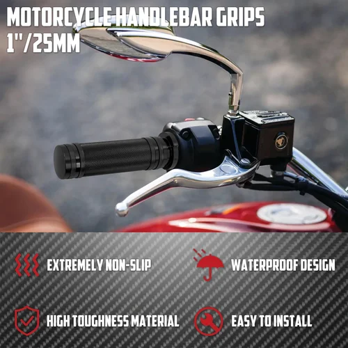 Imagen 2 del producto Empuñaduras de aluminio para motocicleta, manillar negro de 1 "", 25mm, para Harley Sportster 883, 1200 XL, VRSC, Touring, Dyna, Softail, personalizado, 96-UP