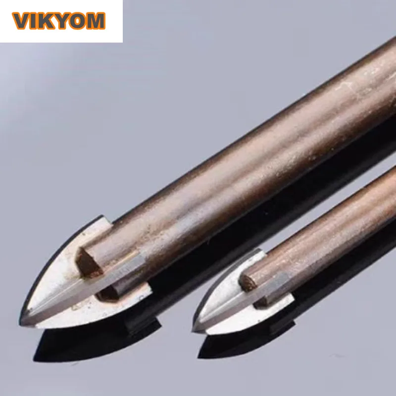 Two-piece Hard Alloy All-ceramic Drill Bit Dry Glass Impact Triangle Diamond Opening Artifact Anti-slip Hexagonal Handle